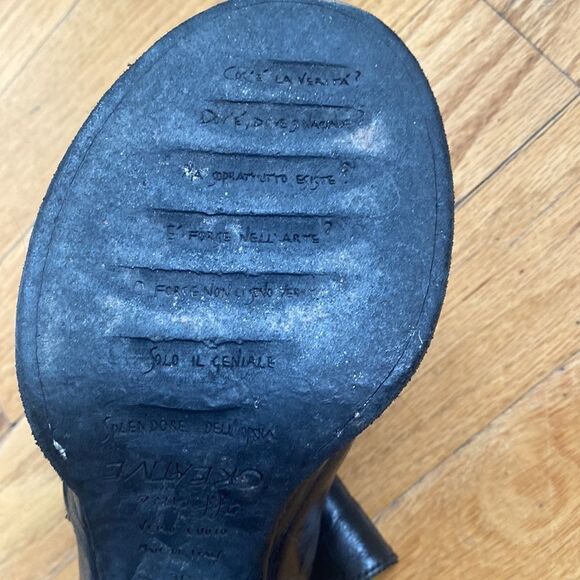 OFFICINE Creative sz 36 black leather open toe heels handmade Italy since 1856 - Picture 7 of 8